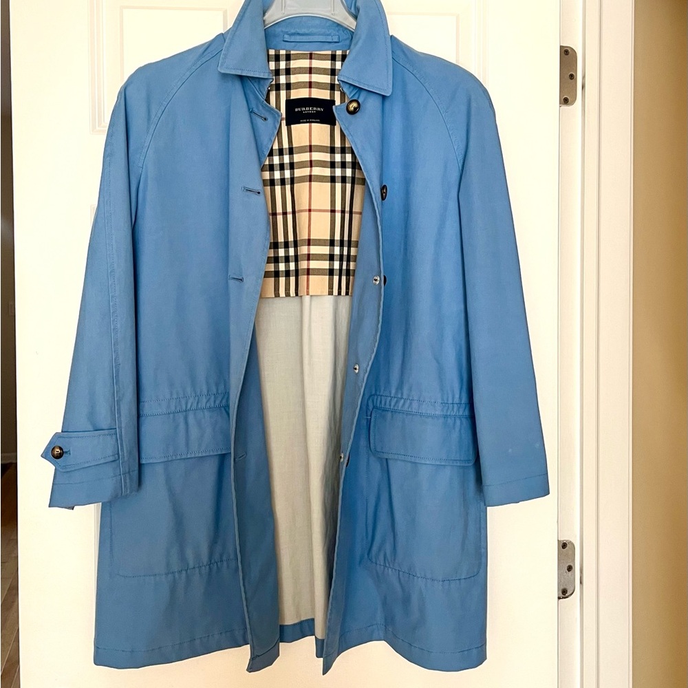 Burberry Light Blue Trench Coat, bright blue color, good condition - Picture 3 of 5